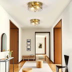 Plafonnier encastré en verre à 2 lumières avec cadre en métal