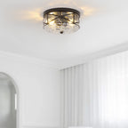 Plafonnier encastré en verre à 2 lumières avec cadre en métal