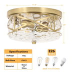 Plafonnier encastré en verre à 2 lumières avec cadre en métal