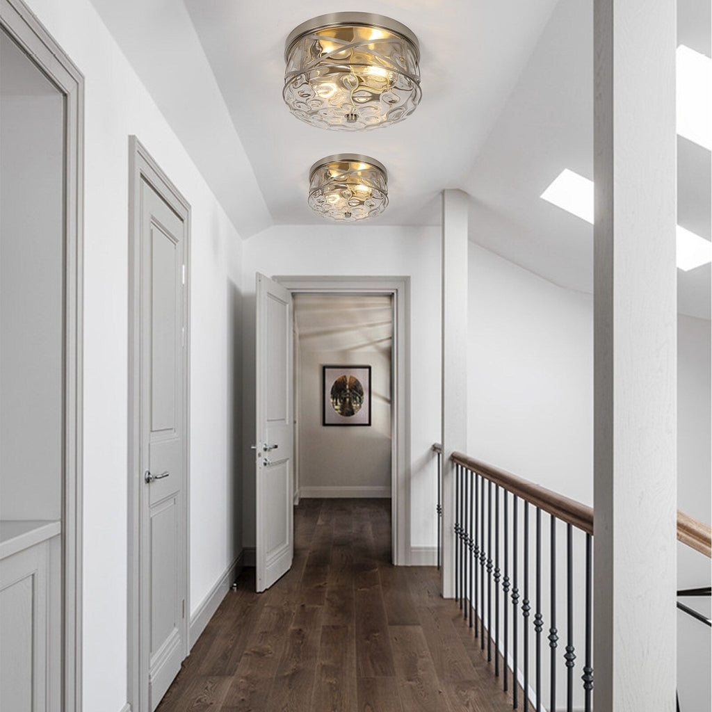 Plafonnier encastré en verre à 2 lumières avec cadre en métal