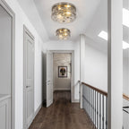 Plafonnier encastré en verre à 2 lumières avec cadre en métal