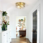 Plafonnier encastré en verre à 2 lumières avec cadre en métal