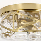 Plafonnier encastré en verre à 2 lumières avec cadre en métal