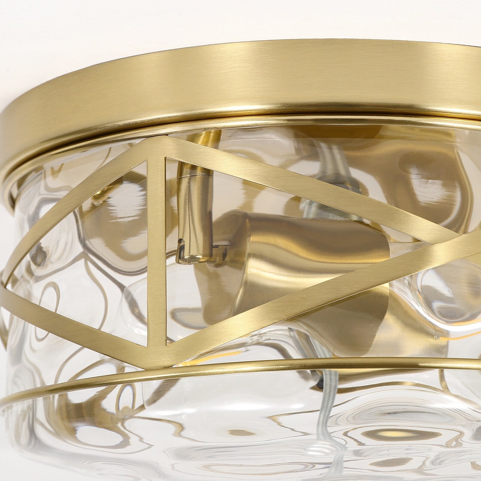 Plafonnier encastré en verre à 2 lumières avec cadre en métal