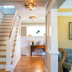 Plafonnier industriel à 2 lampes en forme de dôme, style ferme, en verre ondulé transparent, montage encastré – 32,8 cm (l) x 14 cm (h).