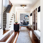 Plafonnier industriel à 2 lampes en forme de dôme, style ferme, en verre ondulé transparent, montage encastré – 32,8 cm (l) x 14 cm (h).