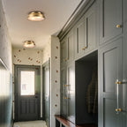 Plafonnier encastré à 2 lampes, style Mid-Century moderne, en bronze vieilli, avec dôme cylindrique en verre dépoli - Bronze vieilli