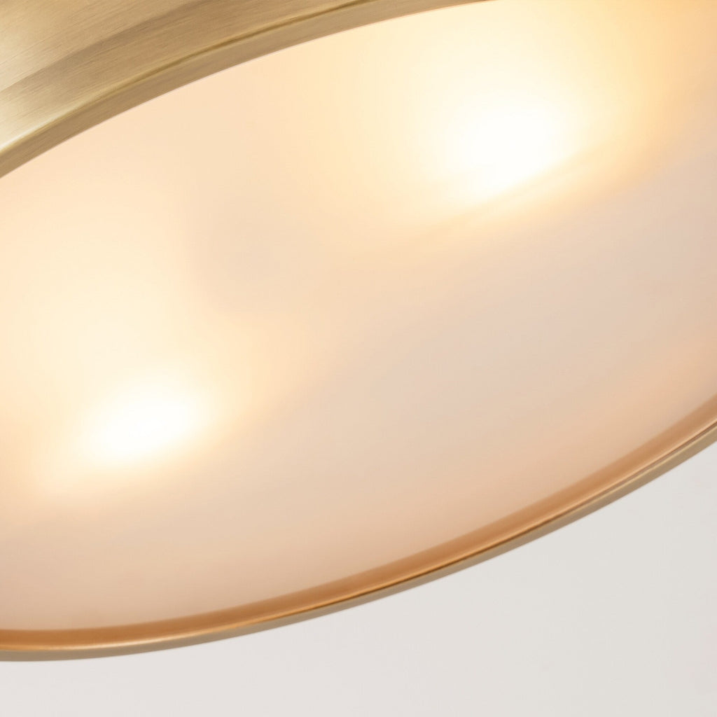 Plafonnier encastré à 2 lampes, style Mid-Century moderne, en bronze vieilli, avec dôme cylindrique en verre dépoli - Bronze vieilli