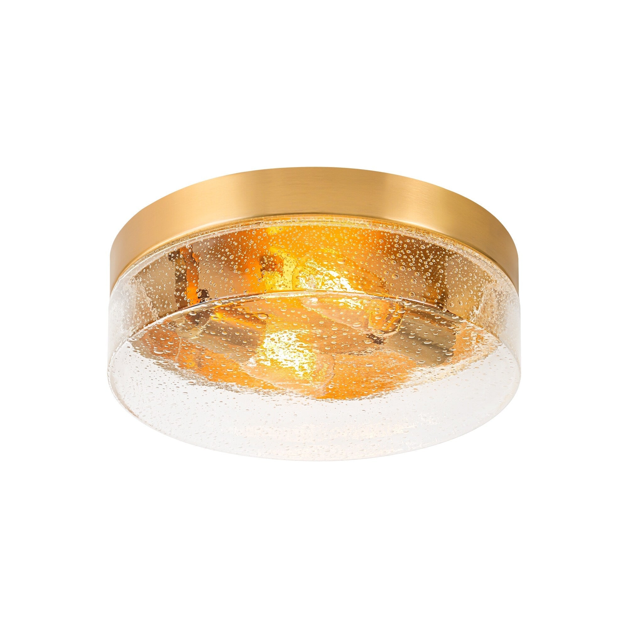 Plafonnier moderne à 2 lampes en forme de dôme, en verre transparent à bulles et à grains