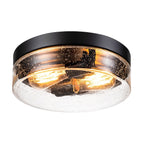 Plafonnier moderne à 2 lampes en forme de dôme, en verre transparent à bulles et à grains