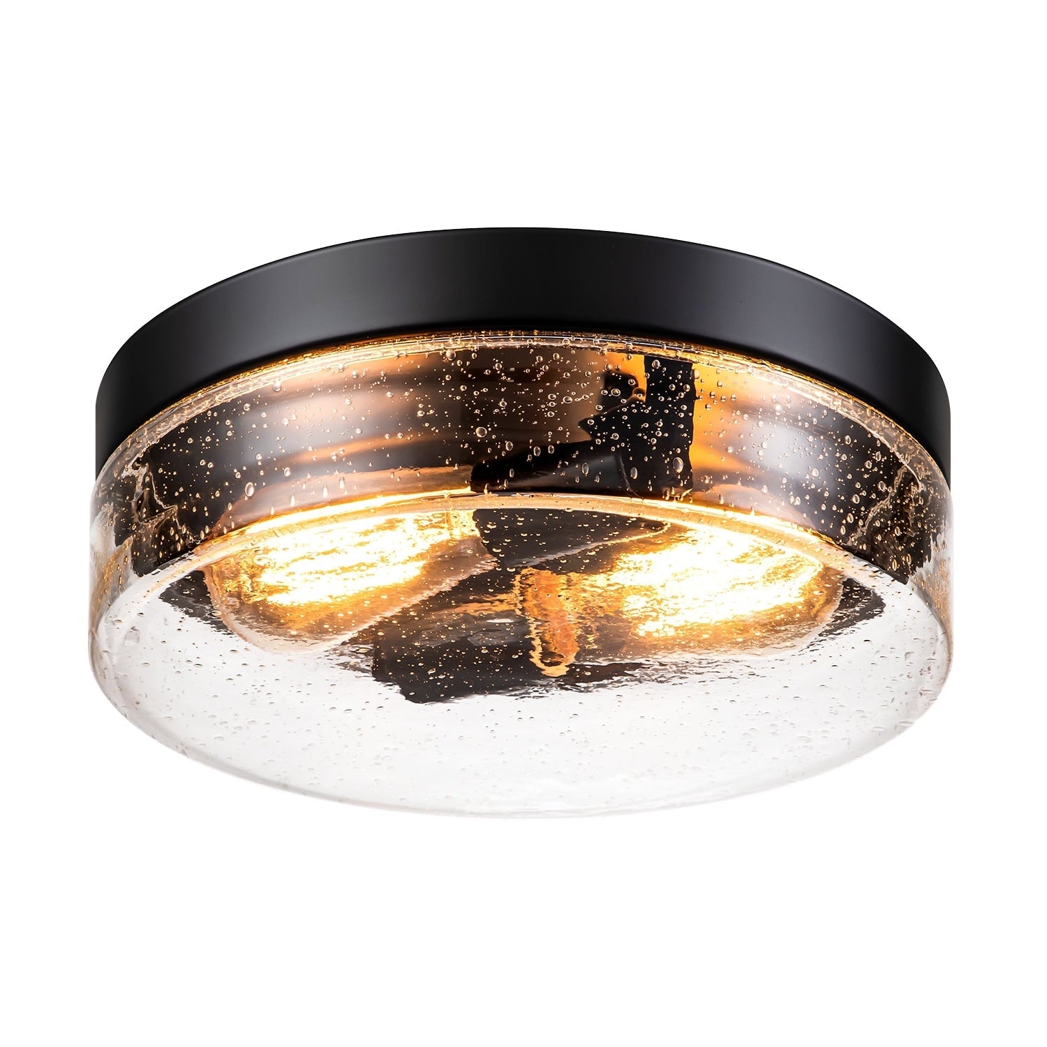 Plafonnier moderne à 2 lampes en forme de dôme, en verre transparent à bulles et à grains