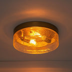 Plafonnier moderne à 2 lampes en forme de dôme, en verre transparent à bulles et à grains