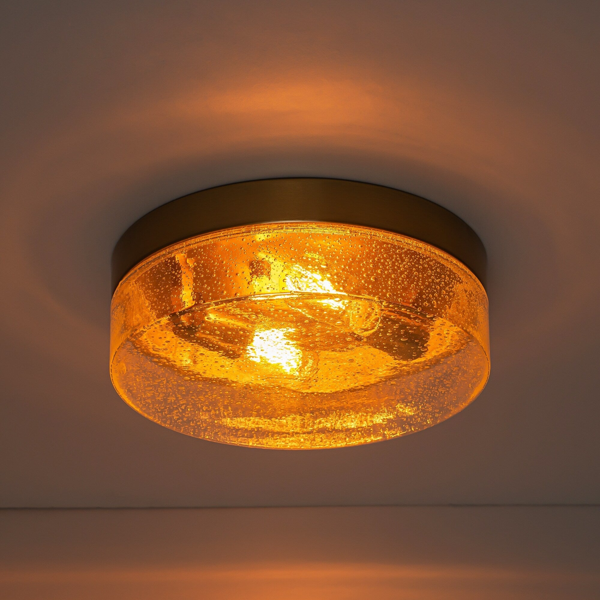 Plafonnier moderne à 2 lampes en forme de dôme, en verre transparent à bulles et à grains