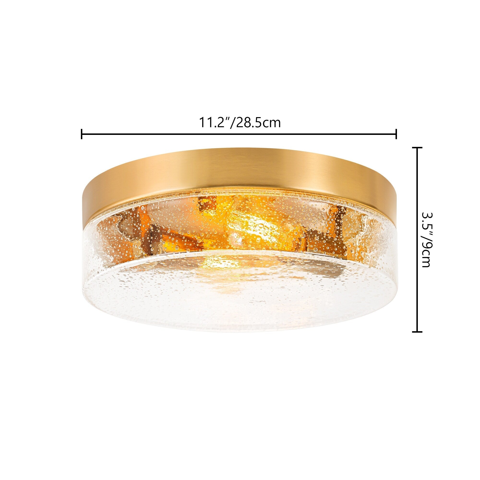 Plafonnier moderne à 2 lampes en forme de dôme, en verre transparent à bulles et à grains