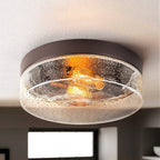 Plafonnier moderne à 2 lampes en forme de dôme, en verre transparent à bulles et à grains