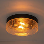 Plafonnier moderne à 2 lampes en forme de dôme, en verre transparent à bulles et à grains