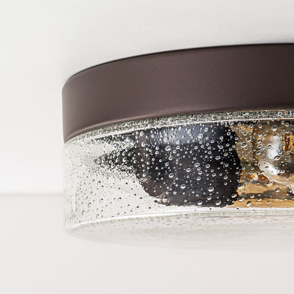 Plafonnier moderne à 2 lampes en forme de dôme, en verre transparent à bulles et à grains