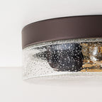 Plafonnier moderne à 2 lampes en forme de dôme, en verre transparent à bulles et à grains