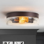 Plafonnier moderne à 2 lampes en forme de dôme, en verre transparent à bulles et à grains