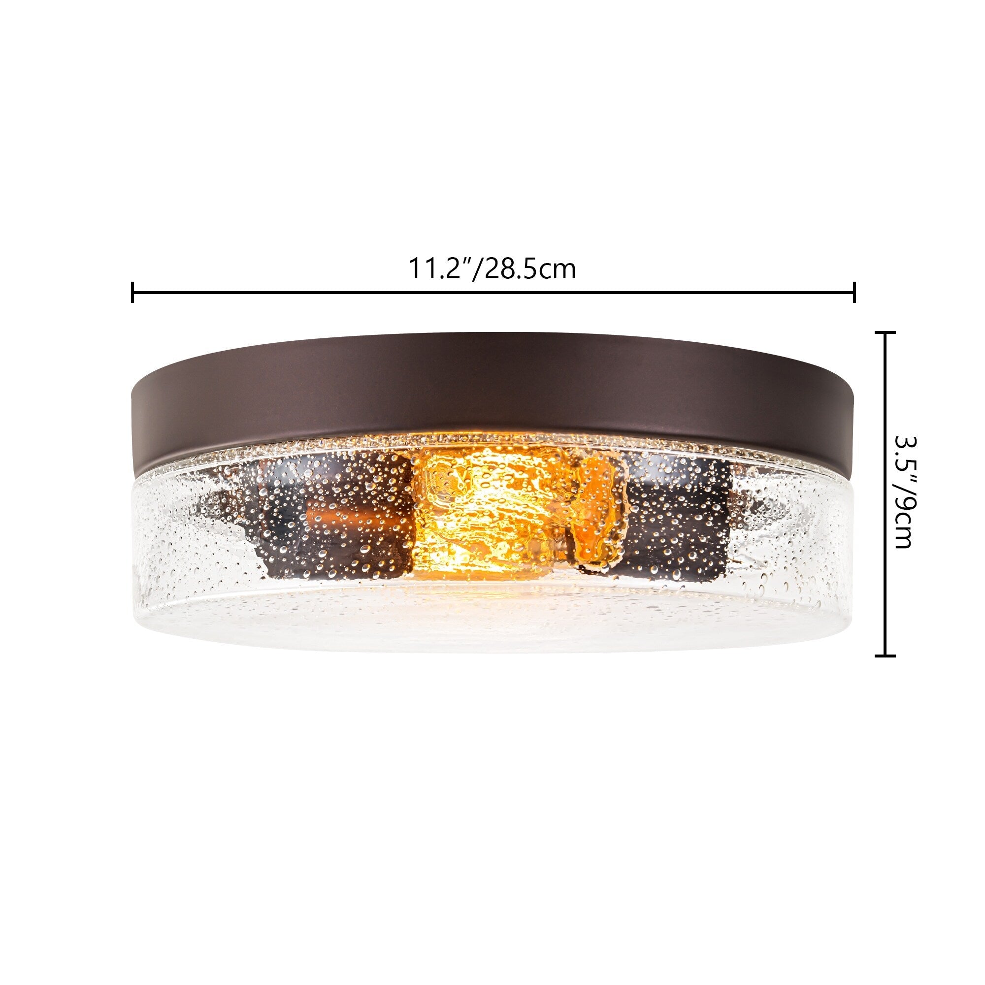 Plafonnier moderne à 2 lampes en forme de dôme, en verre transparent à bulles et à grains