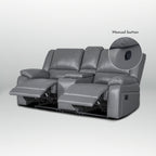 Ensemble de canapés de salon inclinables manuels classiques en similicuir, 2 pièces, avec console et porte-gobelets