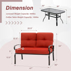 Ensemble de 2 bancs de jardin pour patio extérieur avec table basse ronde