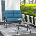 Ensemble de 2 bancs de jardin pour patio extérieur avec table basse ronde