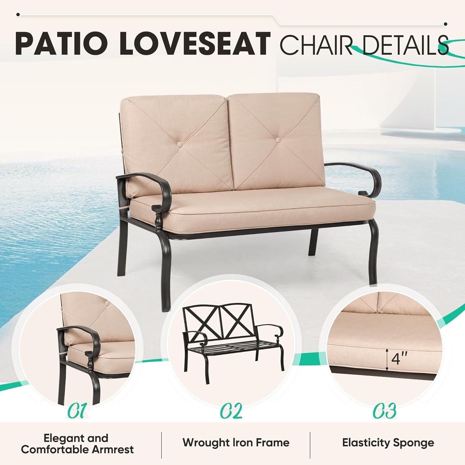 Ensemble de 2 bancs de jardin pour patio extérieur avec table basse ronde