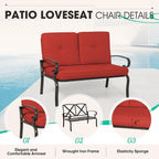 Ensemble de 2 bancs de jardin pour patio extérieur avec table basse ronde