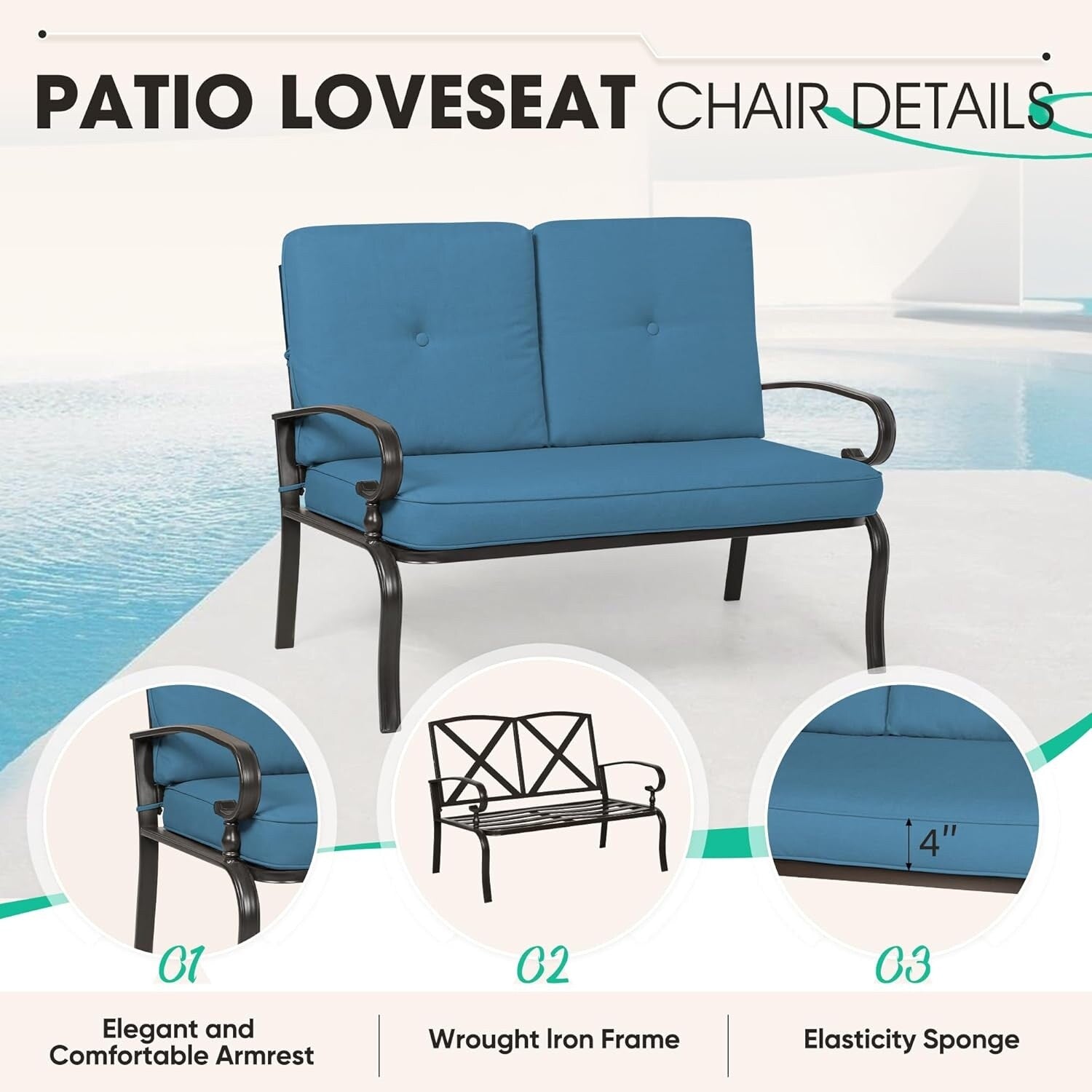 Ensemble de 2 bancs de jardin pour patio extérieur avec table basse ronde