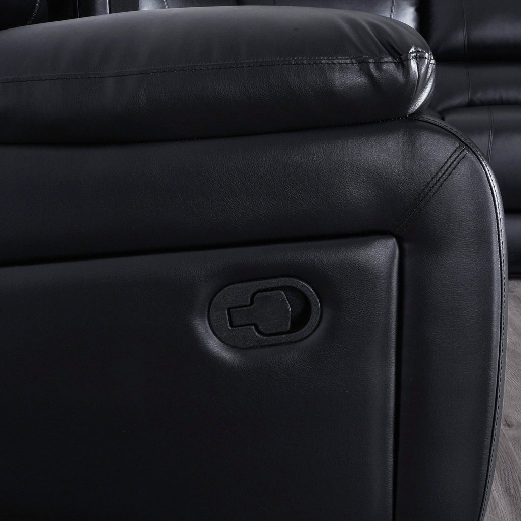 Ensemble de canapés de salon inclinables manuels classiques en similicuir, 2 pièces, avec console et porte-gobelets