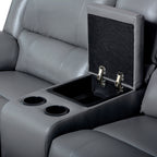 Ensemble de canapés de salon inclinables manuels classiques en similicuir, 2 pièces, avec console et porte-gobelets