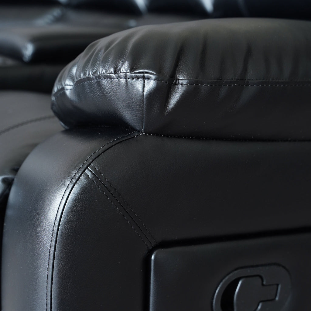 Ensemble de canapés de salon inclinables manuels classiques en similicuir, 2 pièces, avec console et porte-gobelets