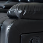 Ensemble de canapés de salon inclinables manuels classiques en similicuir, 2 pièces, avec console et porte-gobelets