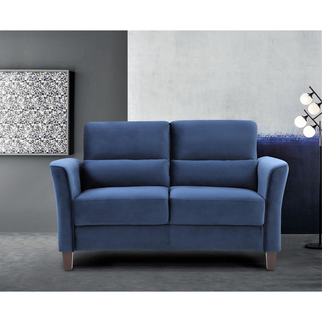 Ensemble de salon 2 pièces avec accoudoirs inclinés rembourrés, causeuse et canapé, style milieu du siècle moderne