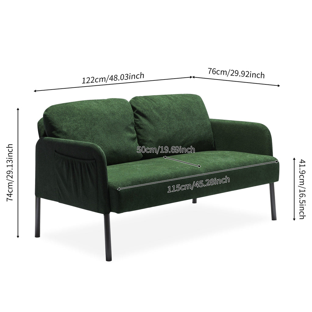 Canapé 2 places en tissu polyester, canapé causeuse moderne, petit canapé confortable pour petit espace, salon, chambre, bureau