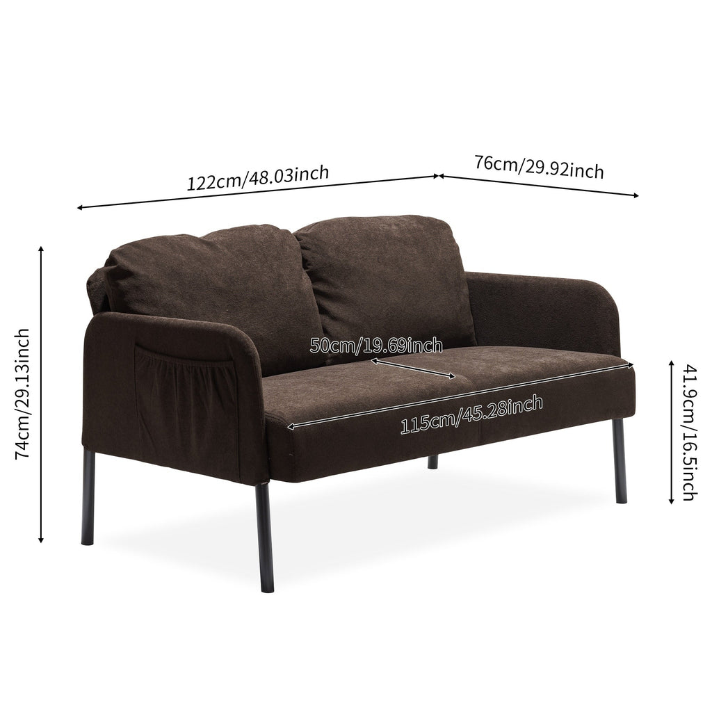 Canapé 2 places en tissu polyester, canapé causeuse moderne, petit canapé confortable pour petit espace, salon, chambre, bureau