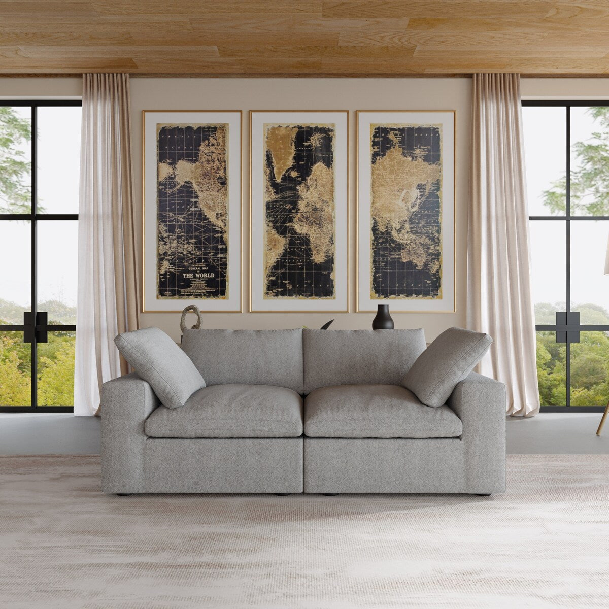 Canapé 2 places avec coussins pour le salon