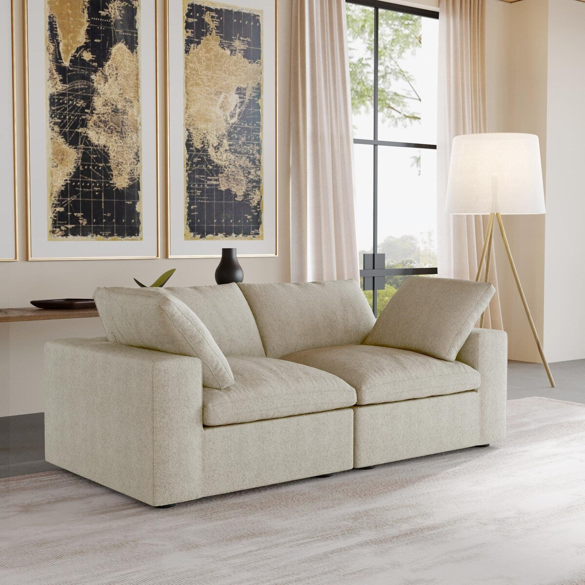 Canapé 2 places avec coussins pour le salon