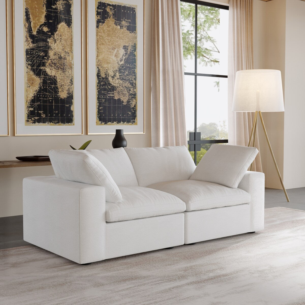 Canapé 2 places avec coussins pour le salon