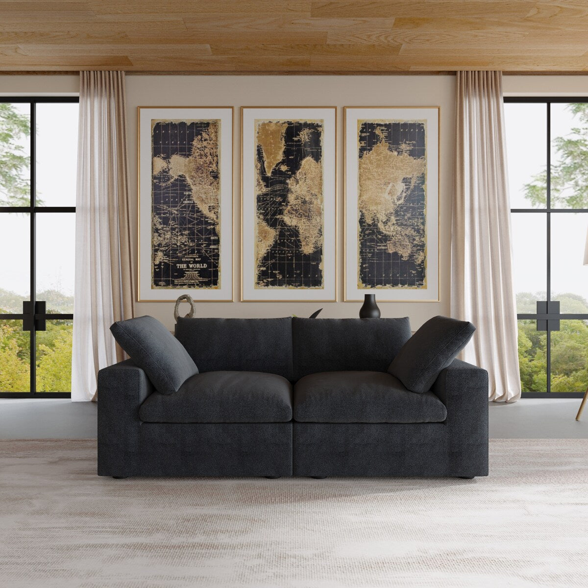 Canapé 2 places avec coussins pour le salon