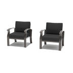 Canapés d'extérieur 2 places en aluminium avec coussins noirs