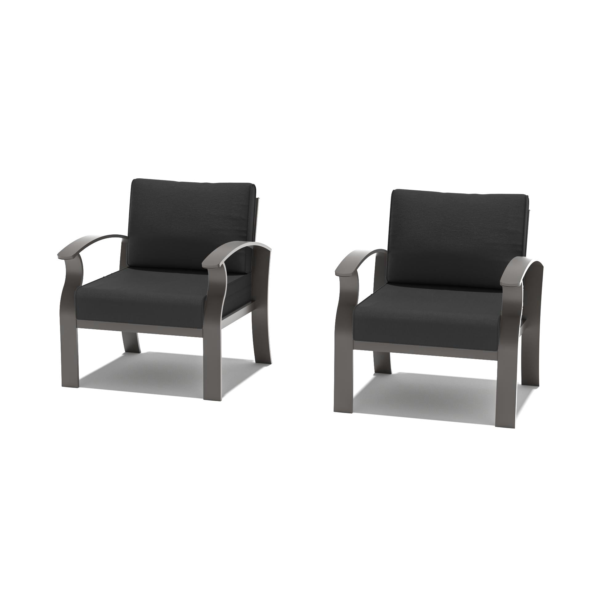 Canapés d'extérieur 2 places en aluminium avec coussins noirs