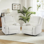 Ensemble de 2 fauteuils inclinables manuels en velours côtelé avec repose-pieds