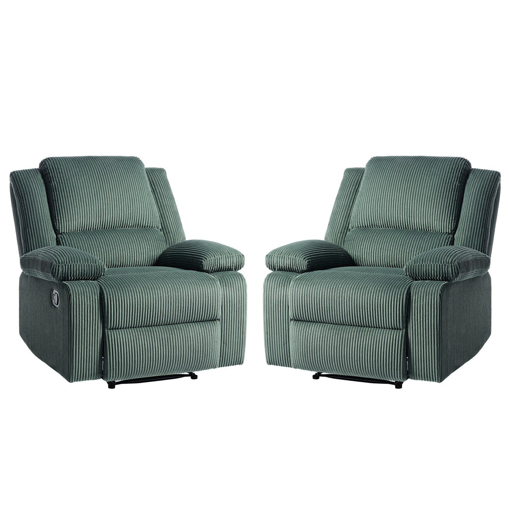 Ensemble de 2 fauteuils inclinables manuels en velours côtelé avec repose-pieds