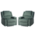 Ensemble de 2 fauteuils inclinables manuels en velours côtelé avec repose-pieds