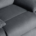 Ensemble de 2 fauteuils inclinables manuels en velours côtelé avec repose-pieds