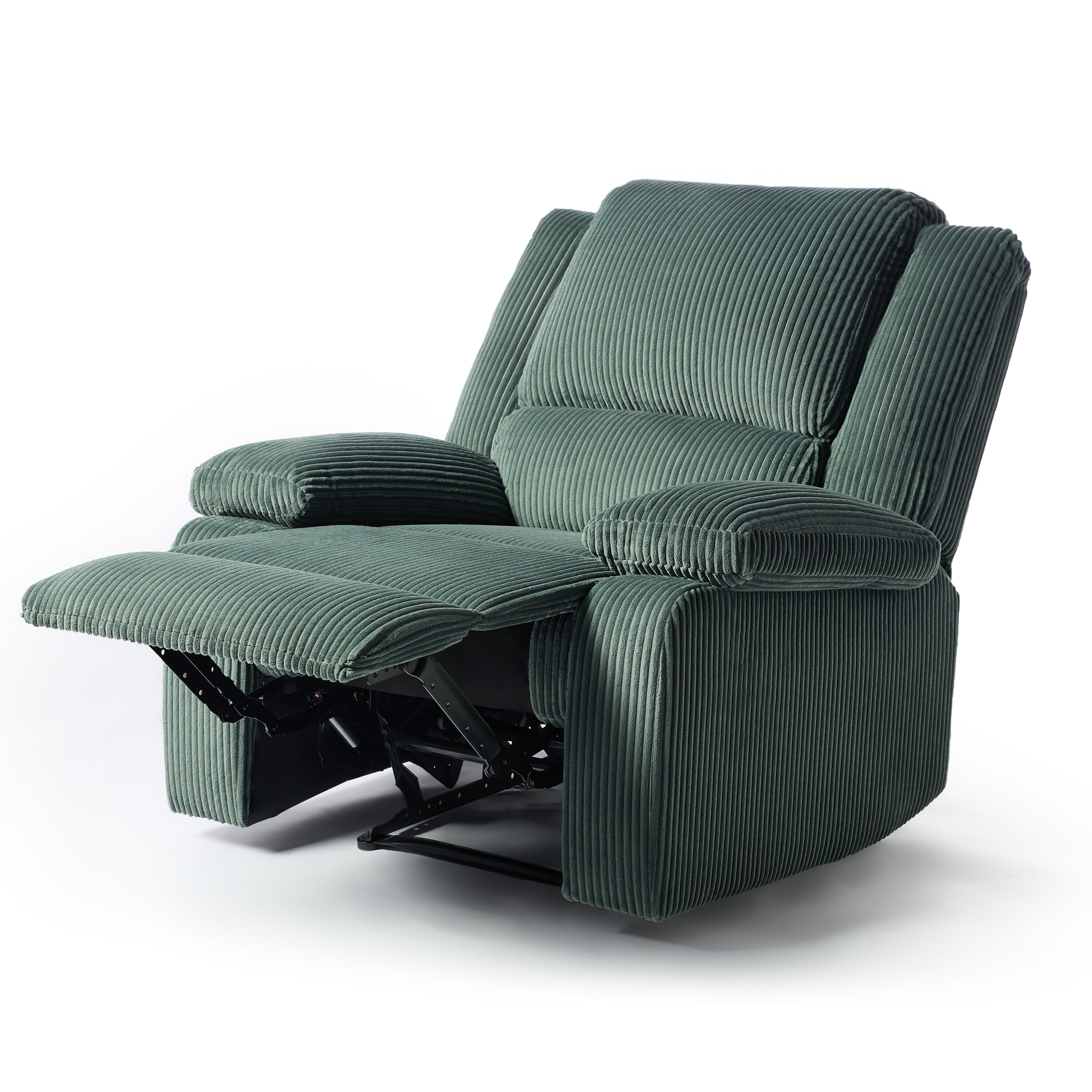 Ensemble de 2 fauteuils inclinables manuels en velours côtelé avec repose-pieds