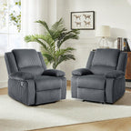 Ensemble de 2 fauteuils inclinables manuels en velours côtelé avec repose-pieds