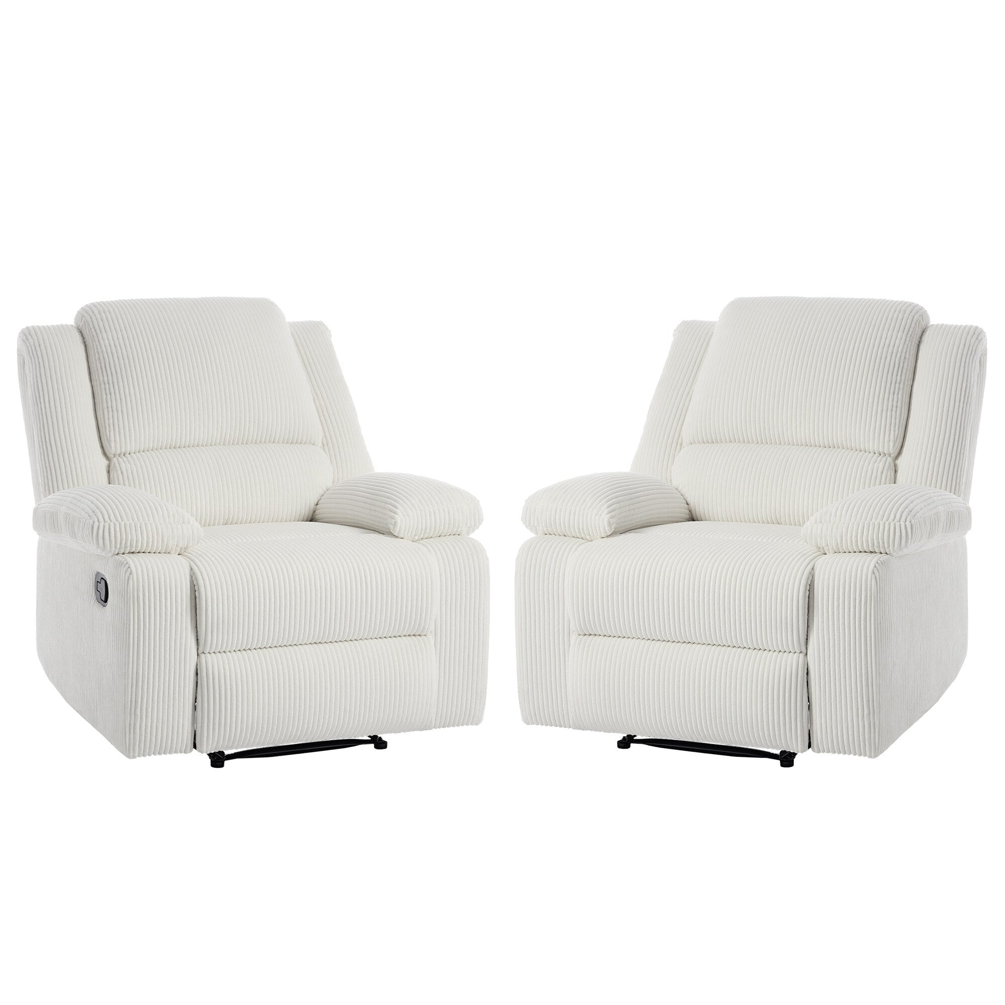 Ensemble de 2 fauteuils inclinables manuels en velours côtelé avec repose-pieds